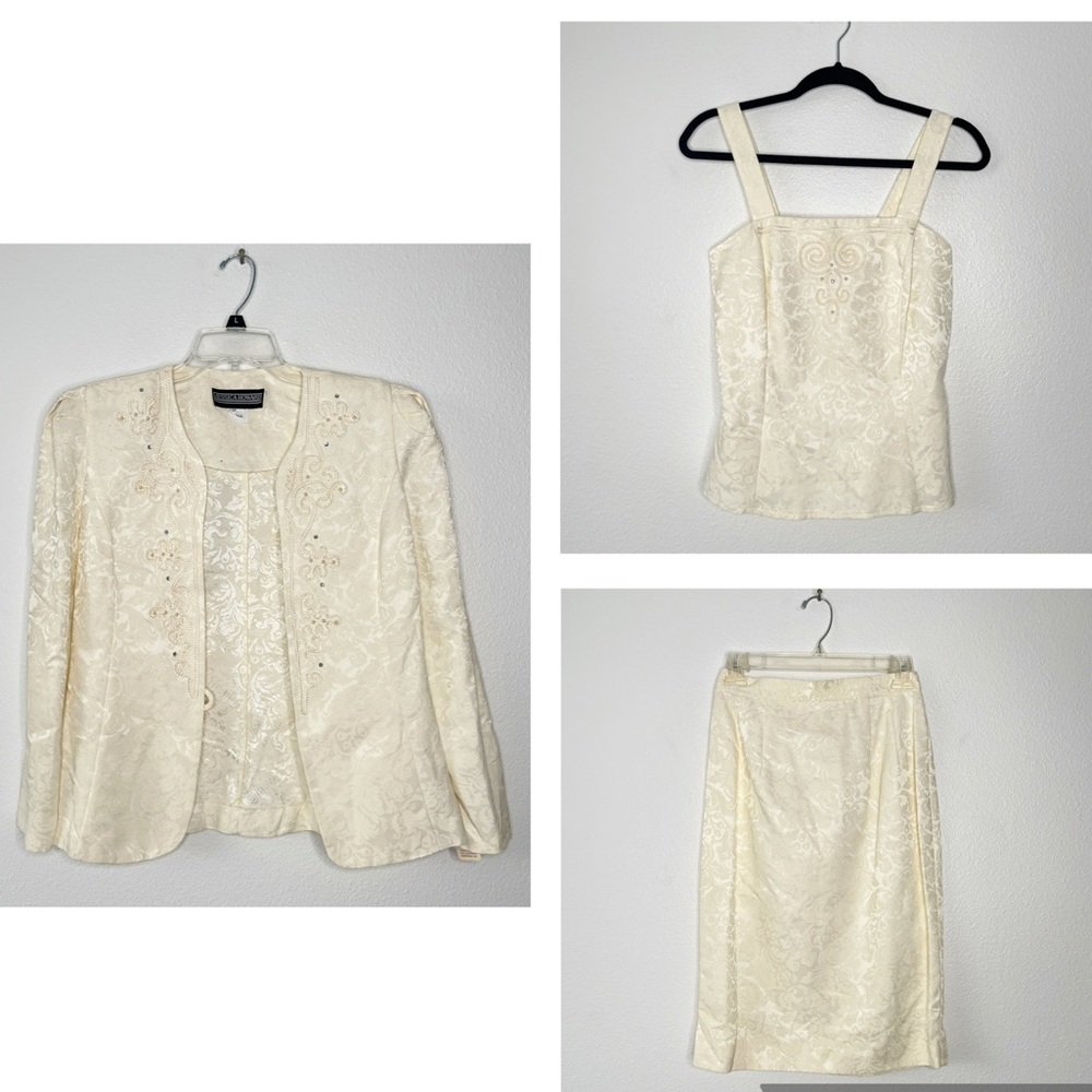 Jessica Howard Vintage 3-Piece Suit Blazer Top & Skirt Size 6 Quiet Luxury NEW